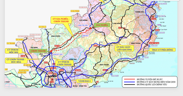 Sơ đồ hướng tuyến cao tốc Gia Nghĩa - Chơn Thành - Ảnh: B.A.